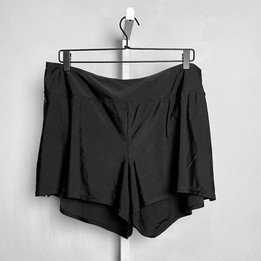 Kona Sol Womenʻs Plus Size Black Bathing Suit Swim Shorts 2X